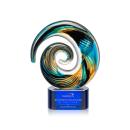 Gleason on Half Round Blue Circle Glass Trophy