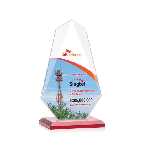 Awards and Plaques - Crystal Trophies - Byers Full Color Red Unique Crystal Trophy