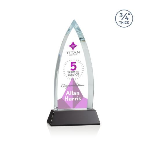Awards and Plaques - Crystal Trophies - Valdes Full Color on Helton Black Peaks Crystal Trophy