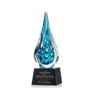 Madsen on Small Crystal Base Black Tear Drop Glass Trophy