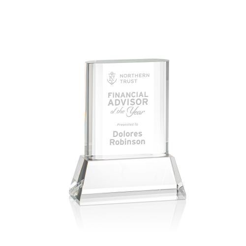 Awards and Plaques - Crystal Trophies - Downey on Base Clear Rectangle Crystal Trophy