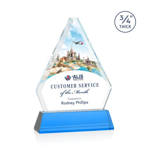 Awards and Plaques - Crystal Trophies - Mayer Full Color on Helton Sky Blue Crystal Trophy