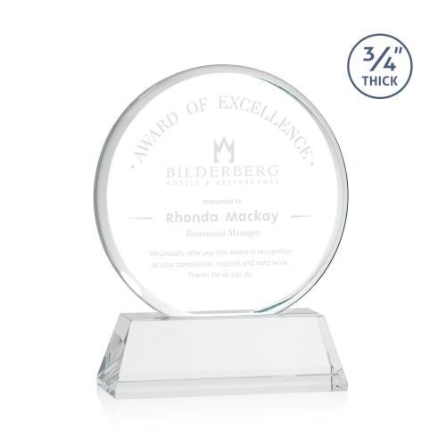 Awards and Plaques - Crystal Trophies - Juarez on Helton Clear Circle Crystal Trophy