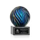 McCray on Plated Crystal Base Black Globe Glass Trophy