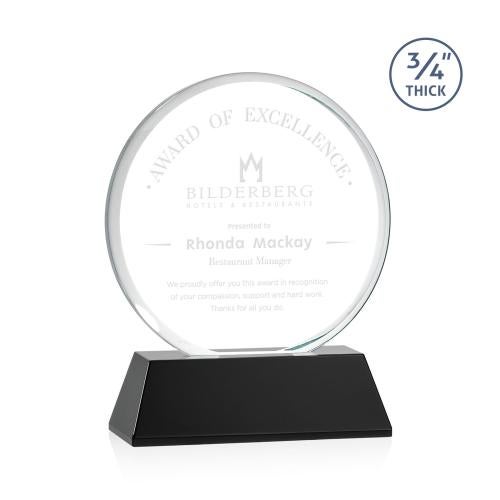 Awards and Plaques - Crystal Trophies - Juarez on Helton Black Circle Crystal Trophy