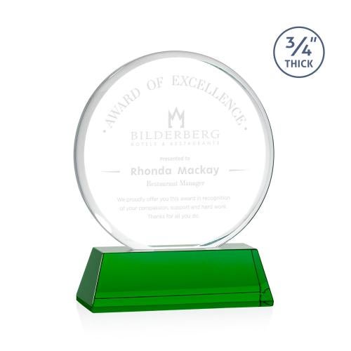 Awards and Plaques - Crystal Trophies - Juarez on Helton Green Circle Crystal Trophy