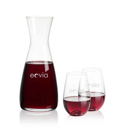 Custom Barware Glasses - Carafes - Cabral Carafe & Lambert Stemless Wine