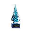 Madsen on Plated Crystal Base Blue Tear Drop Glass Trophy