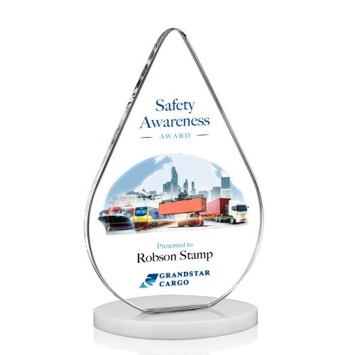 Awards and Plaques - Crystal Trophies - Moyer Full Color Fagan Tear Drop Crystal Trophy