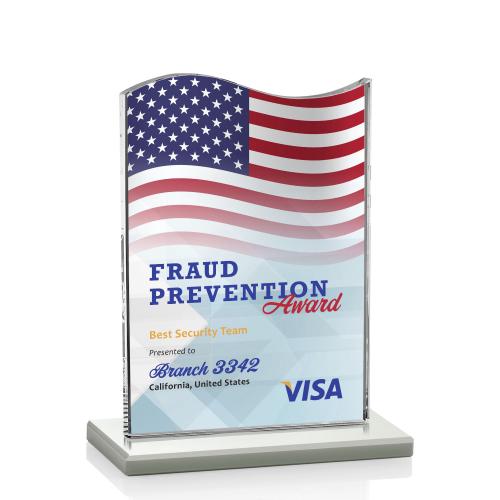 Awards and Plaques - Crystal Trophies - Dobbs Full Color Fagan Unique Crystal Trophy