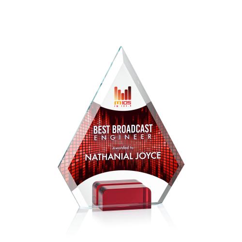 Awards and Plaques - Crystal Trophies - Norman Full Color Red Crystal Trophy