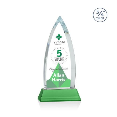 Awards and Plaques - Crystal Trophies - Valdes Full Color on Helton Green Peaks Crystal Trophy