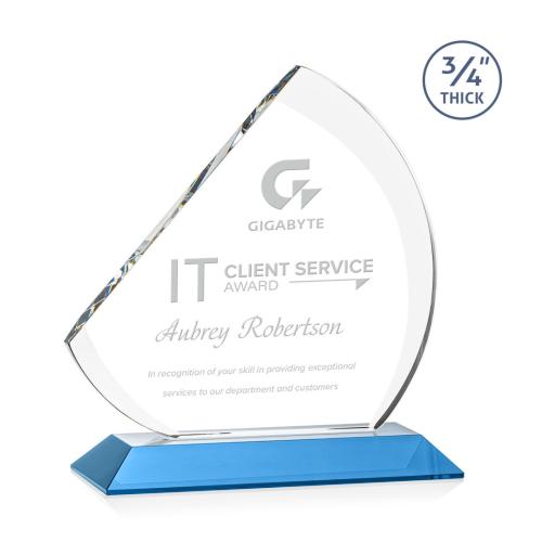 Awards and Plaques - Crystal Trophies - Yanez Sky Blue Peaks Crystal Trophy