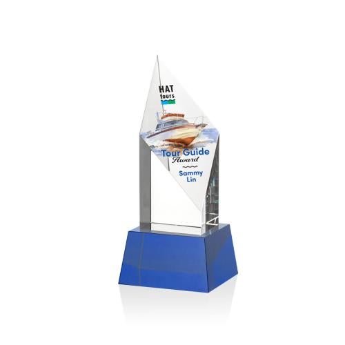 Awards and Plaques - Crystal Trophies - Fernandes Full Color on Base Blue Crystal Trophy
