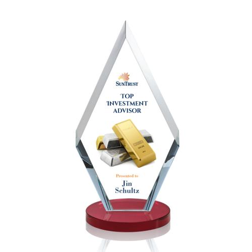 Awards and Plaques - Crystal Trophies - Fitzgerald Full Color Red Crystal Trophy
