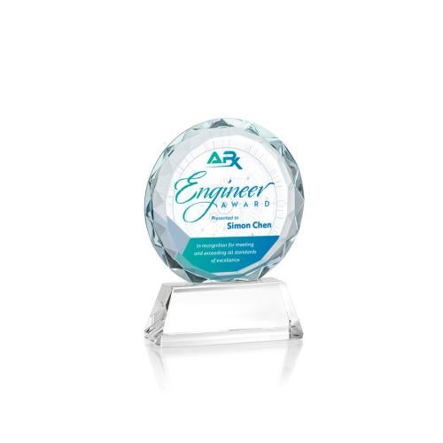 Awards and Plaques - Crystal Trophies - Linares Full Color Clear Circle Crystal Trophy