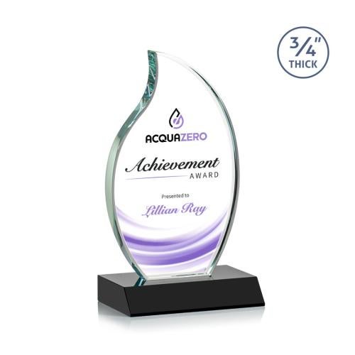 Awards and Plaques - Crystal Trophies - Summers Full Color Black Flame Crystal Trophy