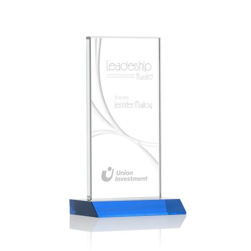 Awards and Plaques - Crystal Trophies - Rodrigues Liquid™ Sky Blue Rectangle Crystal Trophy