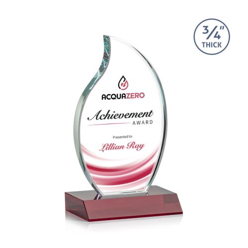 Awards and Plaques - Crystal Trophies - Summers Full Color Red Flame Crystal Trophy