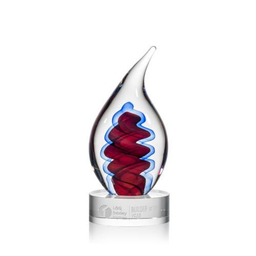 Awards and Plaques - Glass Trophies - Art Glass Trophies - Trilogy Clear Flame Glass Trophy