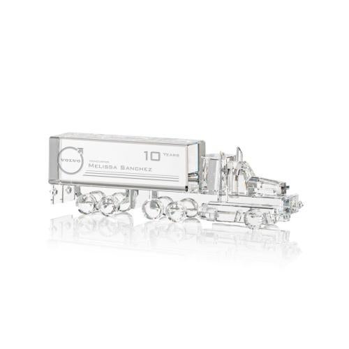 Awards and Plaques - Crystal Trophies - Crystal 18 Wheeler Unique Crystal Trophy