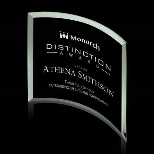 Awards and Plaques - Glass Trophies - Herrera Crescent Glass Trophy