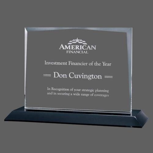 Awards and Plaques - Crystal Trophies - Kaplan on Carroll Black Rectangle Crystal Trophy