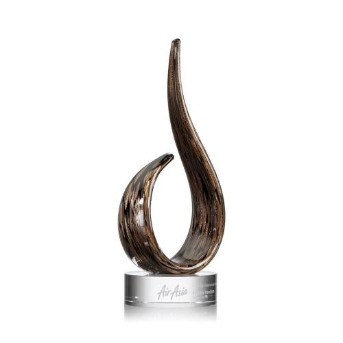 Awards and Plaques - Glass Trophies - Art Glass Trophies - Waller Schneider Clear Flame Glass Trophy