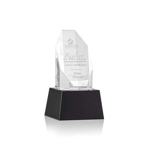 Awards and Plaques - Crystal Trophies - Cunningham on Base Black Polygon Crystal Trophy