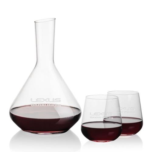 Custom Barware Glasses - Carafes - Delossantos Carafe & Cooley Stemless Wine