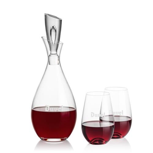 Custom Barware Glasses - Carafes - Pickett Decanter & Lambert Stemless Wine