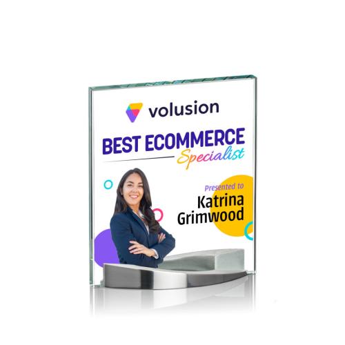 Awards and Plaques - Crystal Trophies - Brantley Full Color Rectangle Crystal Trophy