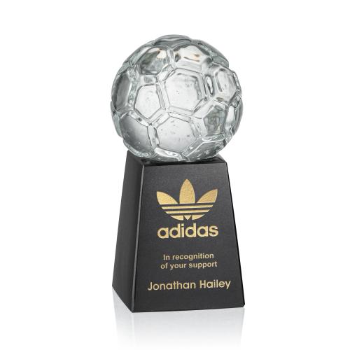 Awards and Plaques - Crystal Trophies - Sports Balls Globe on Marble Crystal Trophy