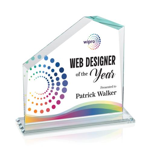 Awards and Plaques - Crystal Trophies - Sellers Full Color Clear Peaks Crystal Trophy