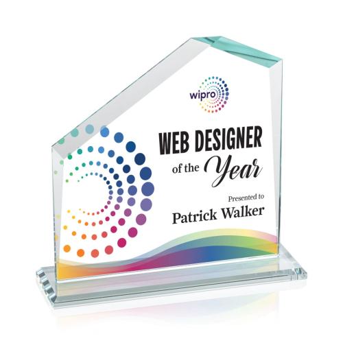 Awards and Plaques - Custom Trophies - Sellers Full Color Clear Peaks Crystal Trophy