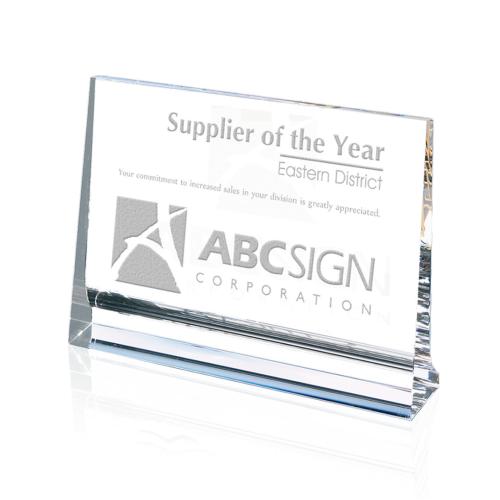 Awards and Plaques - Crystal Trophies - Footed Plaque (Horiz)