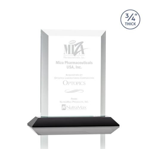 Awards and Plaques - Crystal Trophies - Hinton Black Rectangle Crystal Trophy
