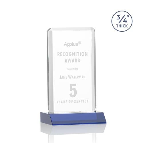 Awards and Plaques - Crystal Trophies - Stubbs Blue Rectangle Crystal Trophy