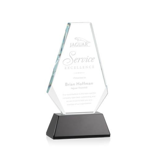 Awards and Plaques - Crystal Trophies - Mcleod on Helton Base Black Polygon Crystal Trophy