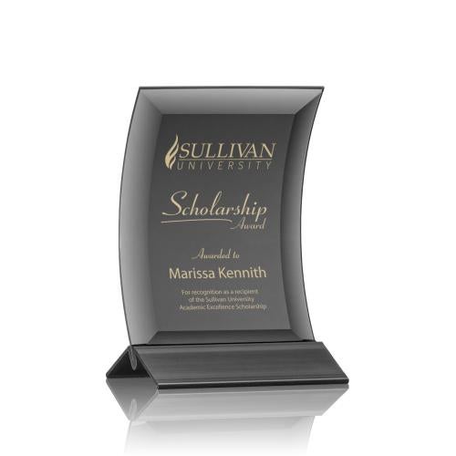 Awards and Plaques - Crystal Trophies - Zavala Black/Black Crescent Crystal Trophy
