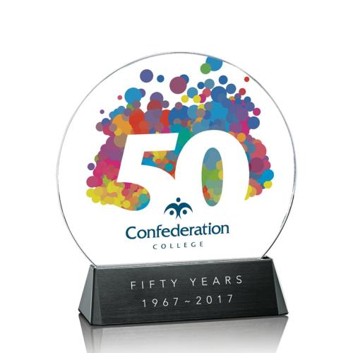 Awards and Plaques - Custom Trophies - Holliday Full Color Circle Crystal Trophy
