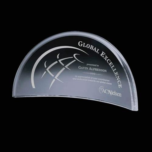 Awards and Plaques - Crystal Trophies - Figueroa Starfire Crescent Crystal Trophy