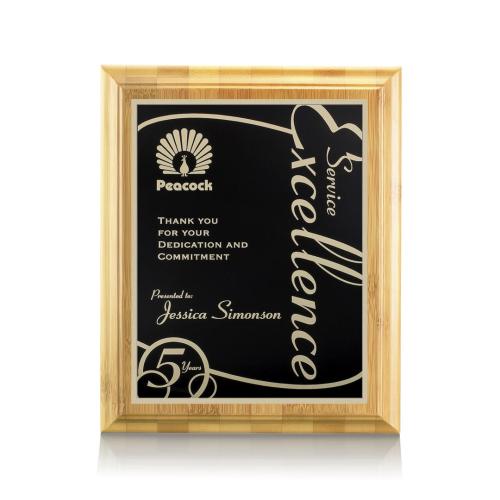 Awards and Plaques - Wall Plaque Awards - Puckett Bamboo Plaque - Black