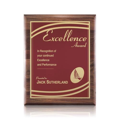 Awards and Plaques - Wall Plaque Awards - Puckett Otero - Walnut/Red