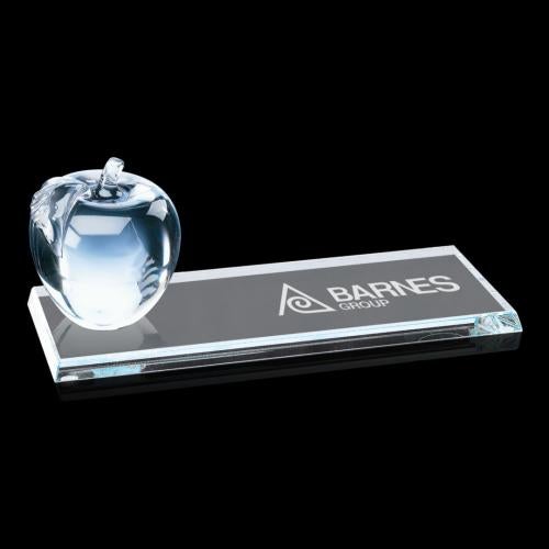 Awards and Plaques - Crystal Trophies - Apple Apples on Clear Base Glass Trophy