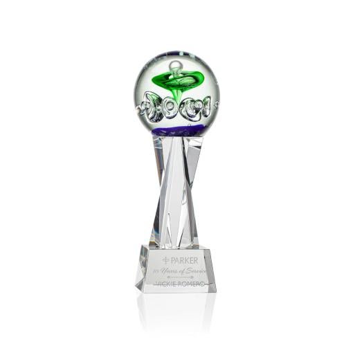 Awards and Plaques - Glass Trophies - Art Glass Trophies - Williamson on Saldana Crystal Base Clear Towers Glass Trophy