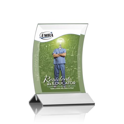 Awards and Plaques - Crystal Trophies - Zavala Full Color Silver Rectangle Crystal Trophy