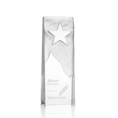 Awards and Plaques - Crystal Trophies - Hinson Star Rectangle Crystal Trophy