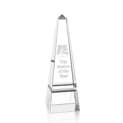 Awards and Plaques - Crystal Trophies - Groove Clear Obelisk Crystal Trophy