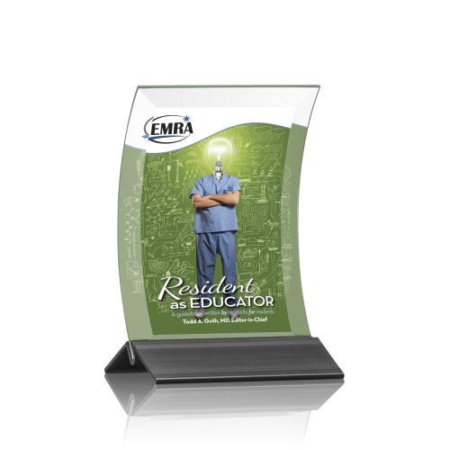 Awards and Plaques - Crystal Trophies - Zavala Full Color Black Rectangle Crystal Trophy